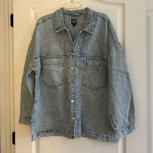 NWT NEW Gap Distressed Denim Jean Shirt Jacket XL